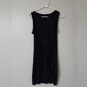 Elegant Black Mini Sleeveless Dress With Front Wrap. Size Medium